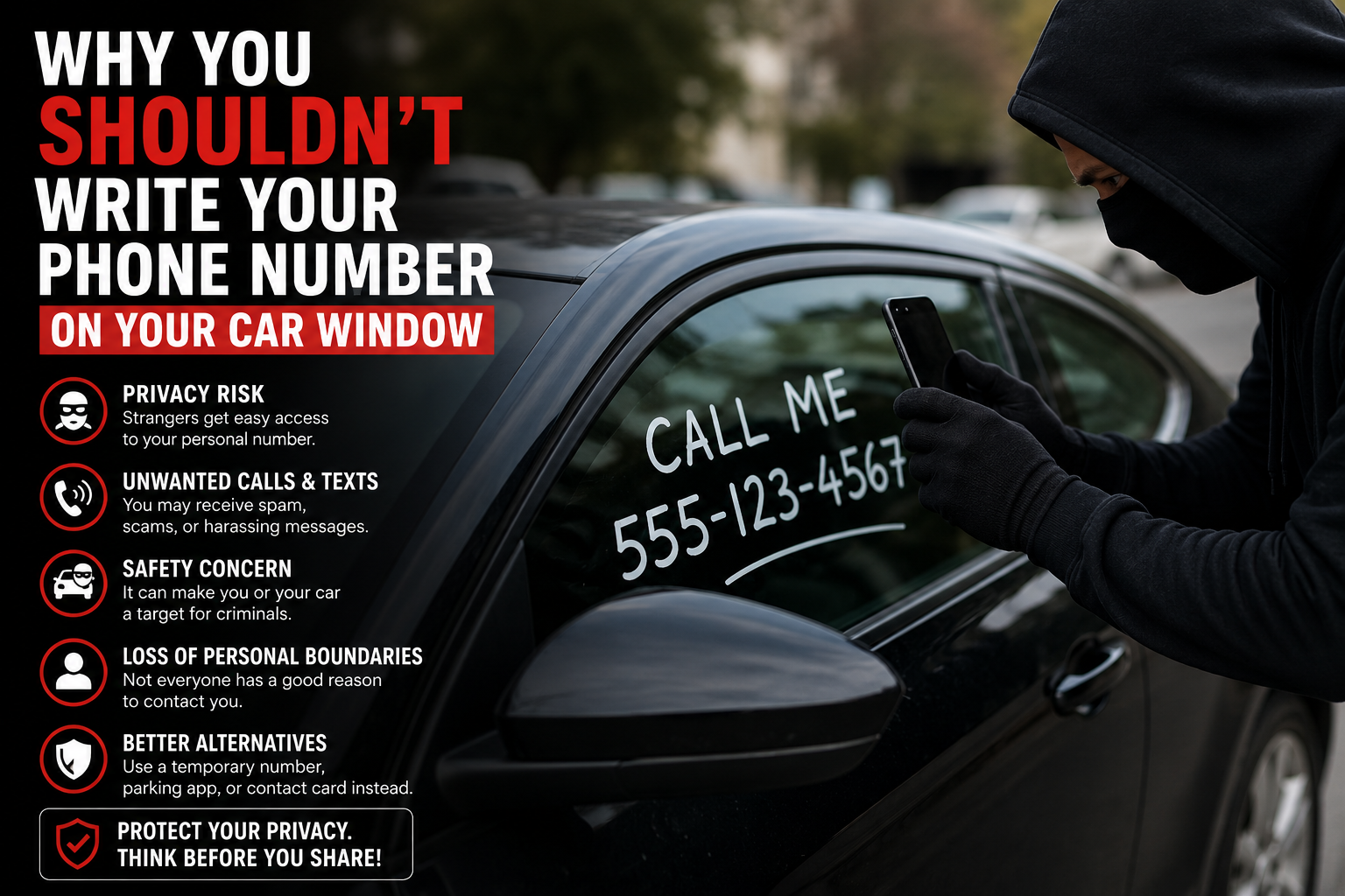 Why You Shouldn't Write Your Phone Number on Your Car Window